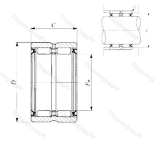Подшипник игольчатый радиальный GBR 648032 UU
