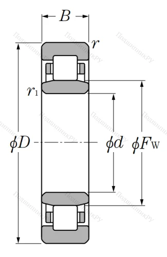 Роликовый цилиндрический подшипник NU 316 от производителя  NTN