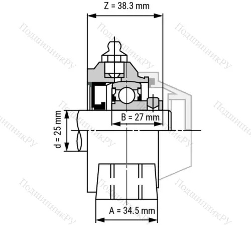 Подшипниковый узел WP-SSBP 205 - Вал: 25 мм от производителя  LPZ