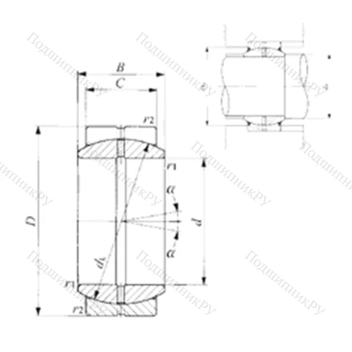 Подшипник скольжения сферический GE 180ES от производителя  IKO Подшипник скольжения сферический GE 180ES от производителя  IKO