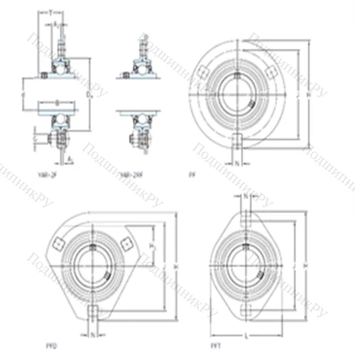 Подшипниковый узел шариковый радиальный PF 25 TF