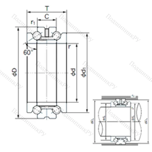 Подшипник шариковый упорно-радиальный 62TAD 20