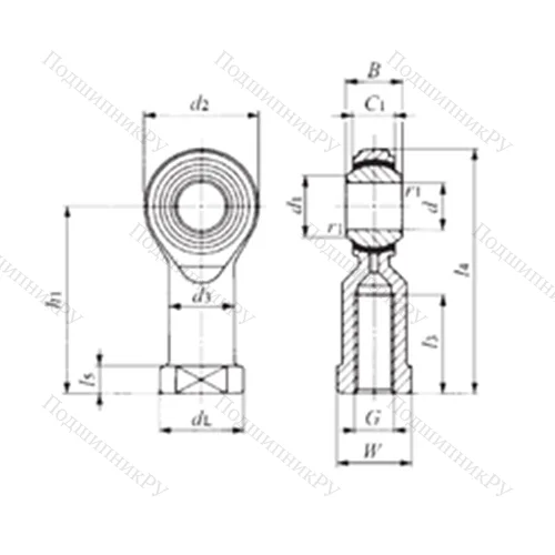 Подшипник скольжения сферический PHS 18EC от производителя  IKO
