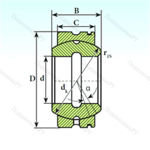 Подшипник скольжения сферический GE 50 XS K от производителя  ISB