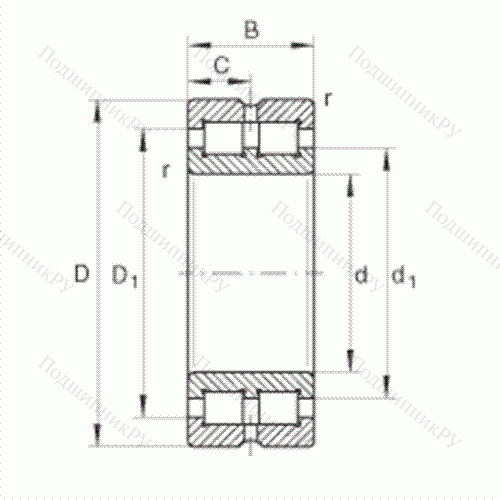 Подшипник роликовый радиальный SL 014936 от производителя  INA Подшипник роликовый радиальный SL 014936 от производителя  INA