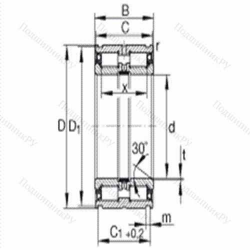 Подшипник роликовый радиальный SL 045007-PP от производителя  INA Подшипник роликовый радиальный SL 045007-PP от производителя  INA
