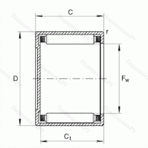 Подшипник роликовый игольчатый с одним наружным штампованным кольцом, закрытым с одной стороны BK 2212 от производителя  INA Подшипник роликовый игольчатый с одним наружным штампованным кольцом, закрытым с одной стороны BK 2212 от производителя  INA