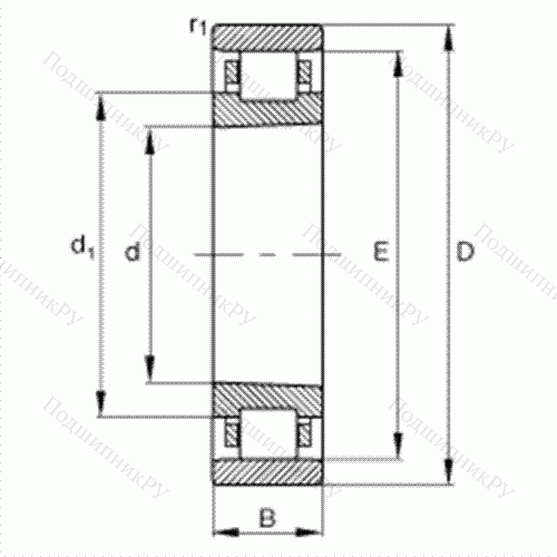 Подшипник роликовый радиальный N 1021-K-M 1-SP от производителя  FAG Подшипник роликовый радиальный N 1021-K-M 1-SP от производителя  FAG