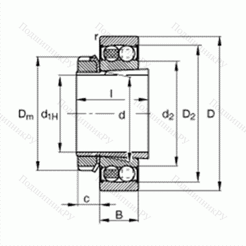 Подшипник шариковый радиально-сферический 2207-K-2RS-TVH-C 3 + H 307 от производителя  FAG Подшипник шариковый радиально-сферический 2207-K-2RS-TVH-C 3 + H 307 от производителя  FAG