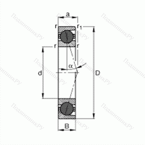 Подшипник шпиндельный HCB 7205-C-T-P 4S от производителя  FAG Подшипник шпиндельный HCB 7205-C-T-P 4S от производителя  FAG