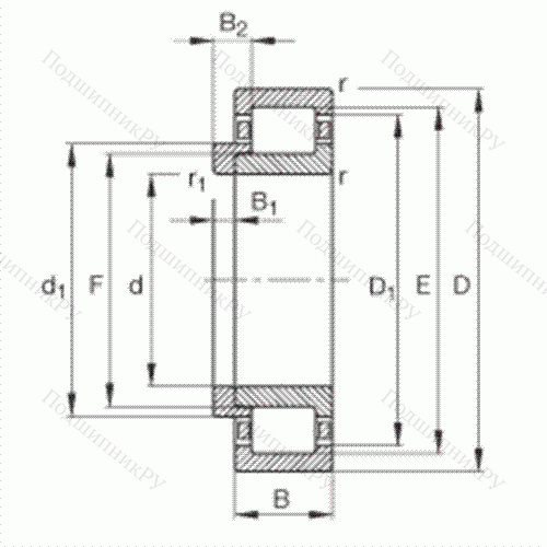 Подшипник роликовый радиальный NJ 2236-E-M 1 + HJ 2236-E от производителя  FAG Подшипник роликовый радиальный NJ 2236-E-M 1 + HJ 2236-E от производителя  FAG