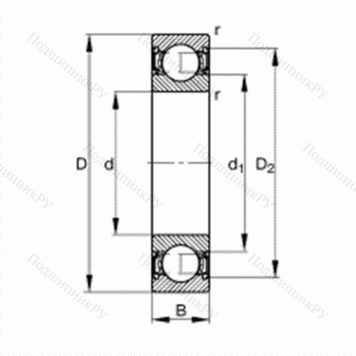 Подшипник шариковый радиальный 61911-2RSR от производителя  FAG Подшипник шариковый радиальный 61911-2RSR от производителя  FAG